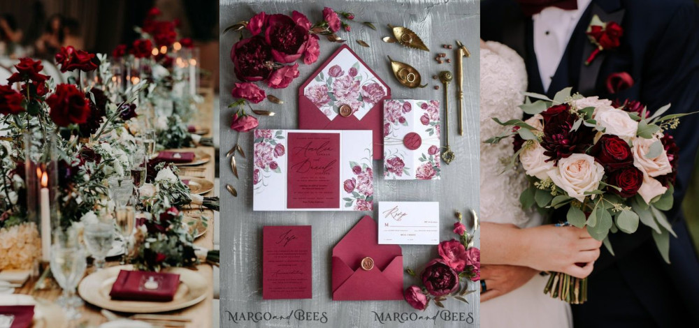 Burgundy and white in weddings