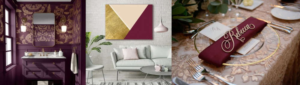 Gold and burgundy in home decor
