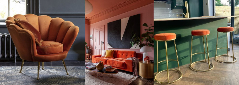 Gold and burnt orange in home decor