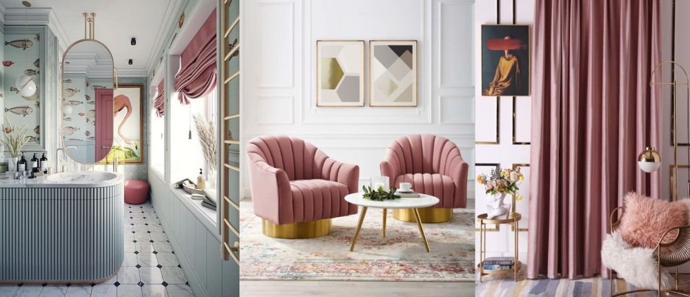 Gold and dusty rose in home decor