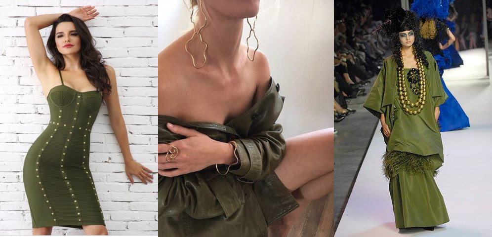 Gold and olive green in fashion