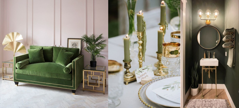 Gold and olive green in home decor
