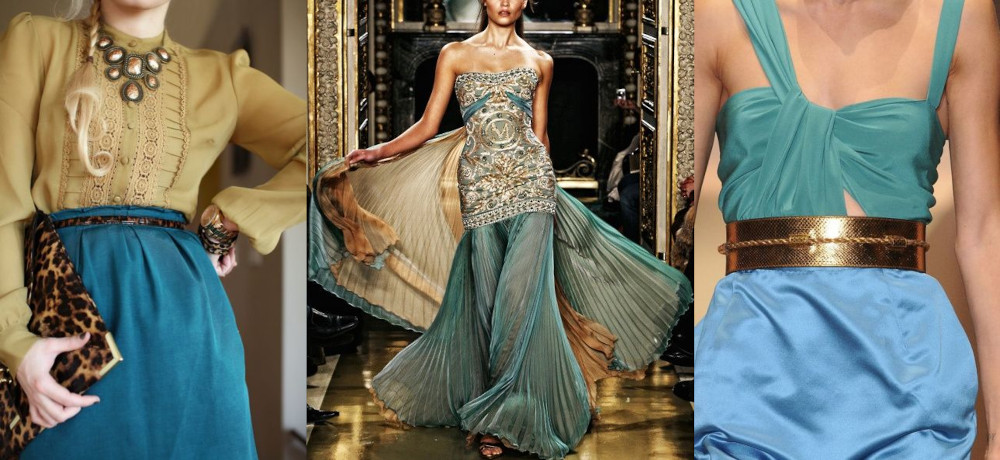 Gold and teal in fashion