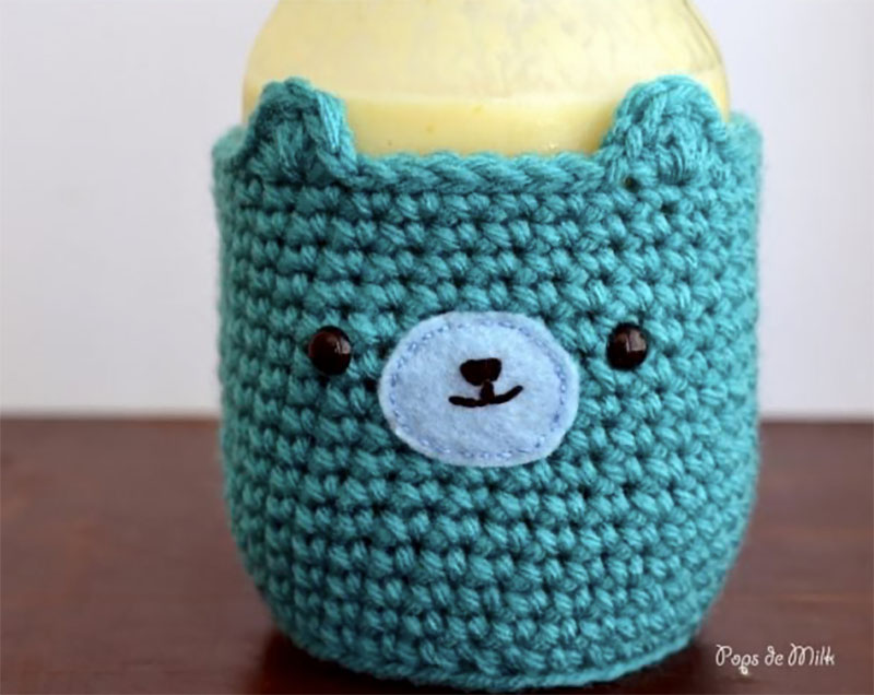 Bear mason jar cozy crochet pattern