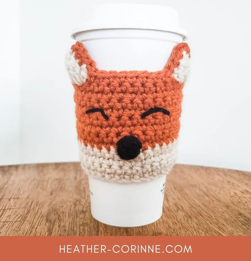 Fox cup cozy crochet pattern
