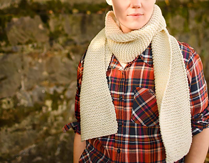 Garter stitch scarf beginner knitting pattern