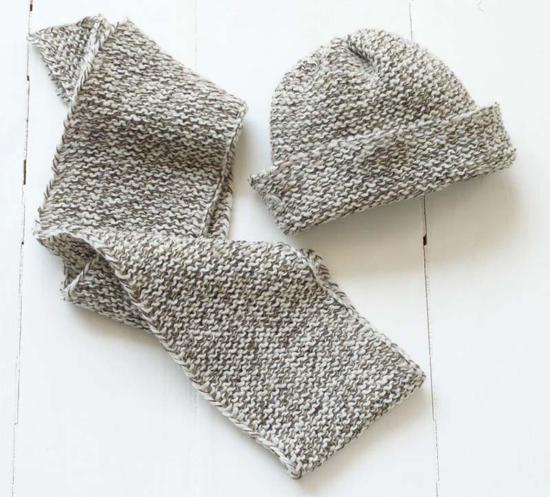 Loom pattern loom knit tweedy hat and scarf beginner knitting pattern