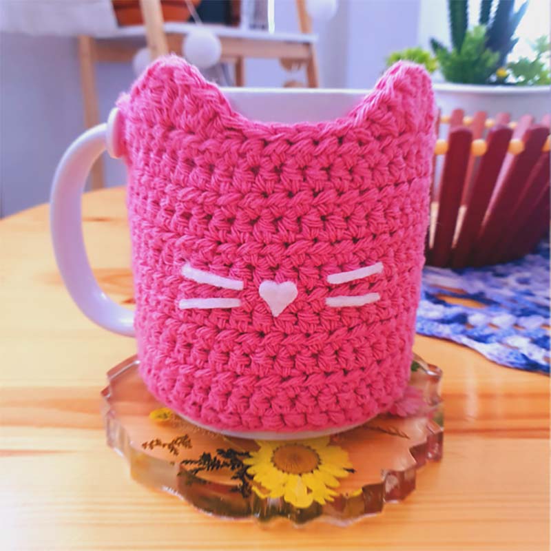 Mug cozy cat crochet pattern