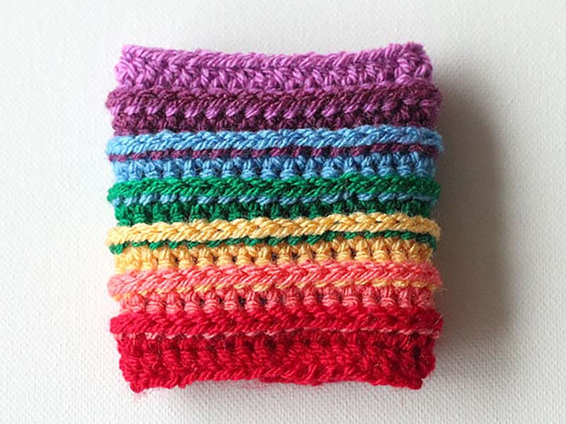 Rainbow coffee cozy crochet pattern