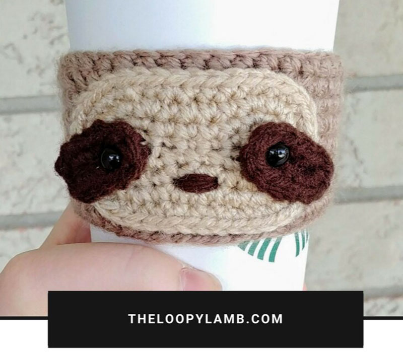 Sloth cup cozy crochet pattern
