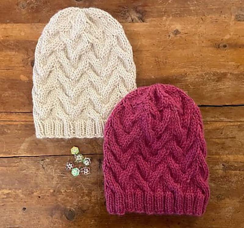 V formation chunky hat beginner knitting pattern